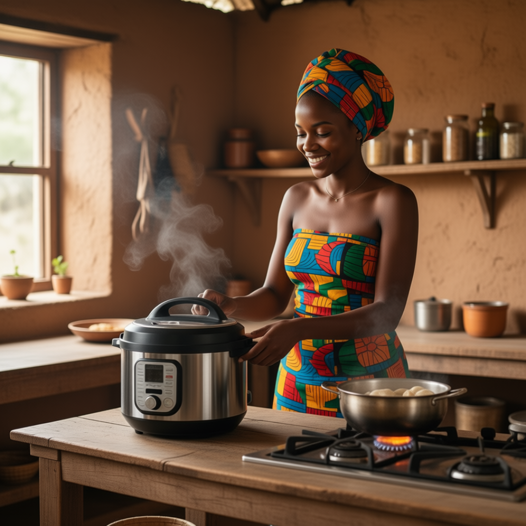Modern clean cooking solution improving health and sustainability in Africa.